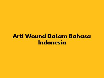 Arti "Wound" Dalam Bahasa Indonesia