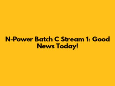 N-Power Batch C Stream 1: Good News Today!