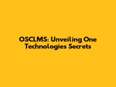 OSCLMS: Unveiling One Technologies' Secrets