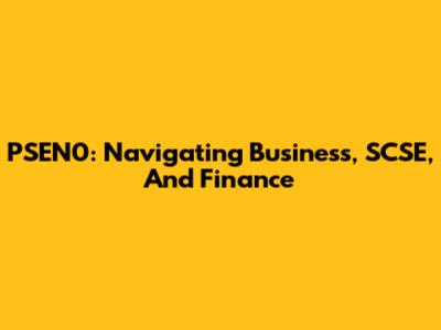 PSEN0: Navigating Business, SCSE, And Finance