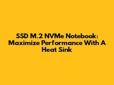 SSD M.2 NVMe Notebook: Maximize Performance With A Heat Sink