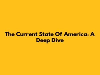 The Current State Of America: A Deep Dive