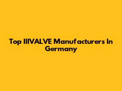Top IIIVALVE Manufacturers In Germany
