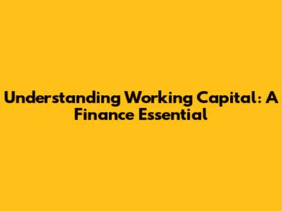 Understanding Working Capital: A Finance Essential
